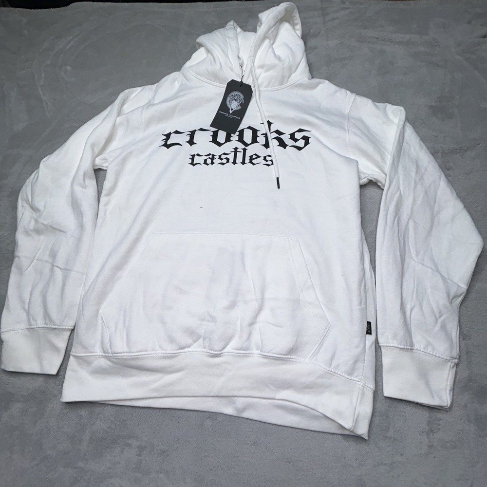 Crooks & Castles Hoodie Mens Medium White Pullover Streetwear New Graphic Logo